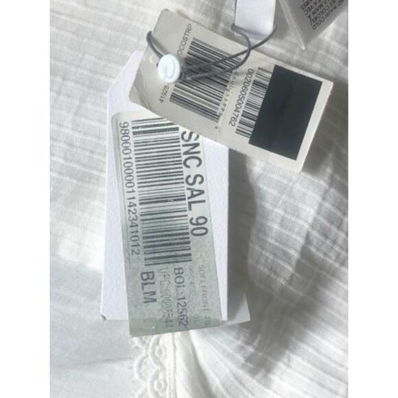 159. Peixoto Boho Sofi Dress Coconut Stripe Cutout Mini Dress SZ M White Lace - Picture 8 of 10